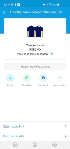 link de pagamento mercado pago